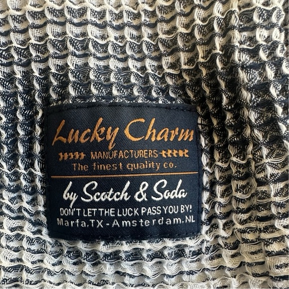 Scotch & Soda Lucky Charm Stripe Woven Waffle Button-Up Shirt Size L 100% Cotton - Picture 7 of 16
